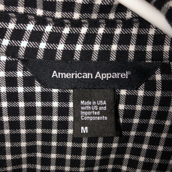 American Apparel Cropped B&W Plaid Shirt - Picture 2 of 3